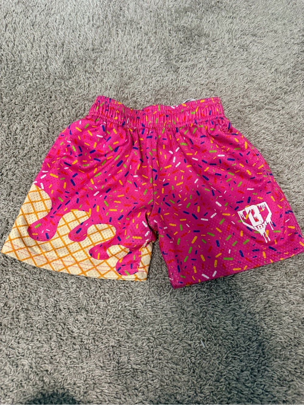 Girls' Bright Pink Sprinkle & Waffle Ice Cream Shorts